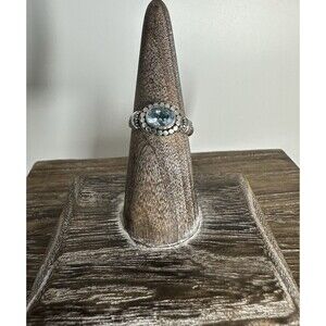 Vintage 925 Sterling Silver ATI Blue Topaz Bali Style Ring Sz 6.75